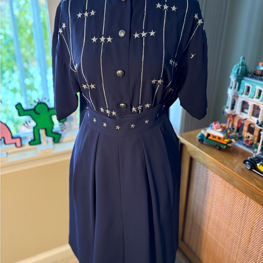 Eleanir Brenner Vintage Navy Star embellished Blouse and coordinating skort
